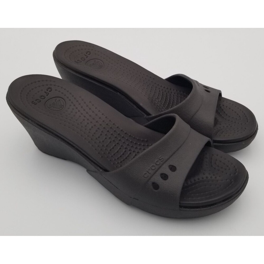Crocs Kadee Wedge Platform Sandal Brown Women's Size 10 Slip-On Slide Open Toe